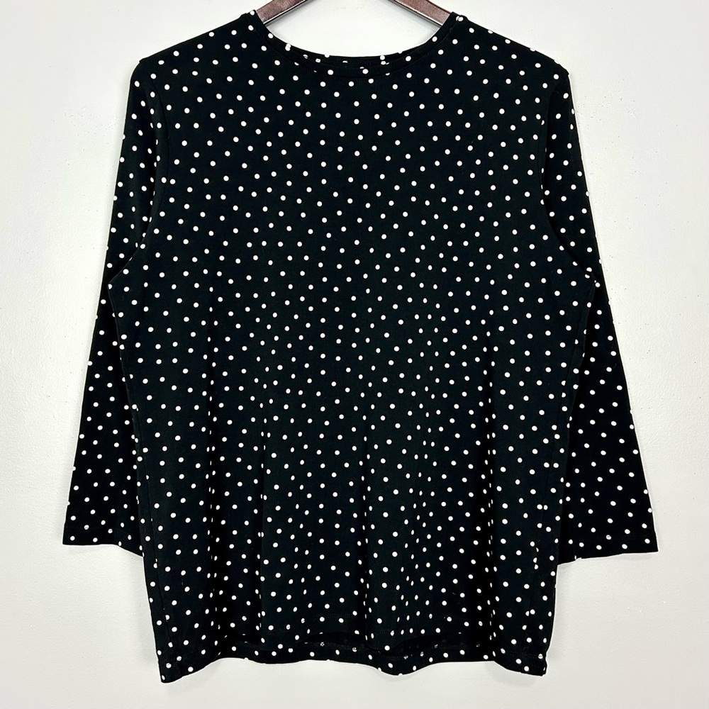 Gudrun Sjoden Polka Dot Jersey Knit Top Women’s Size L Crew Neck Long Sleeves